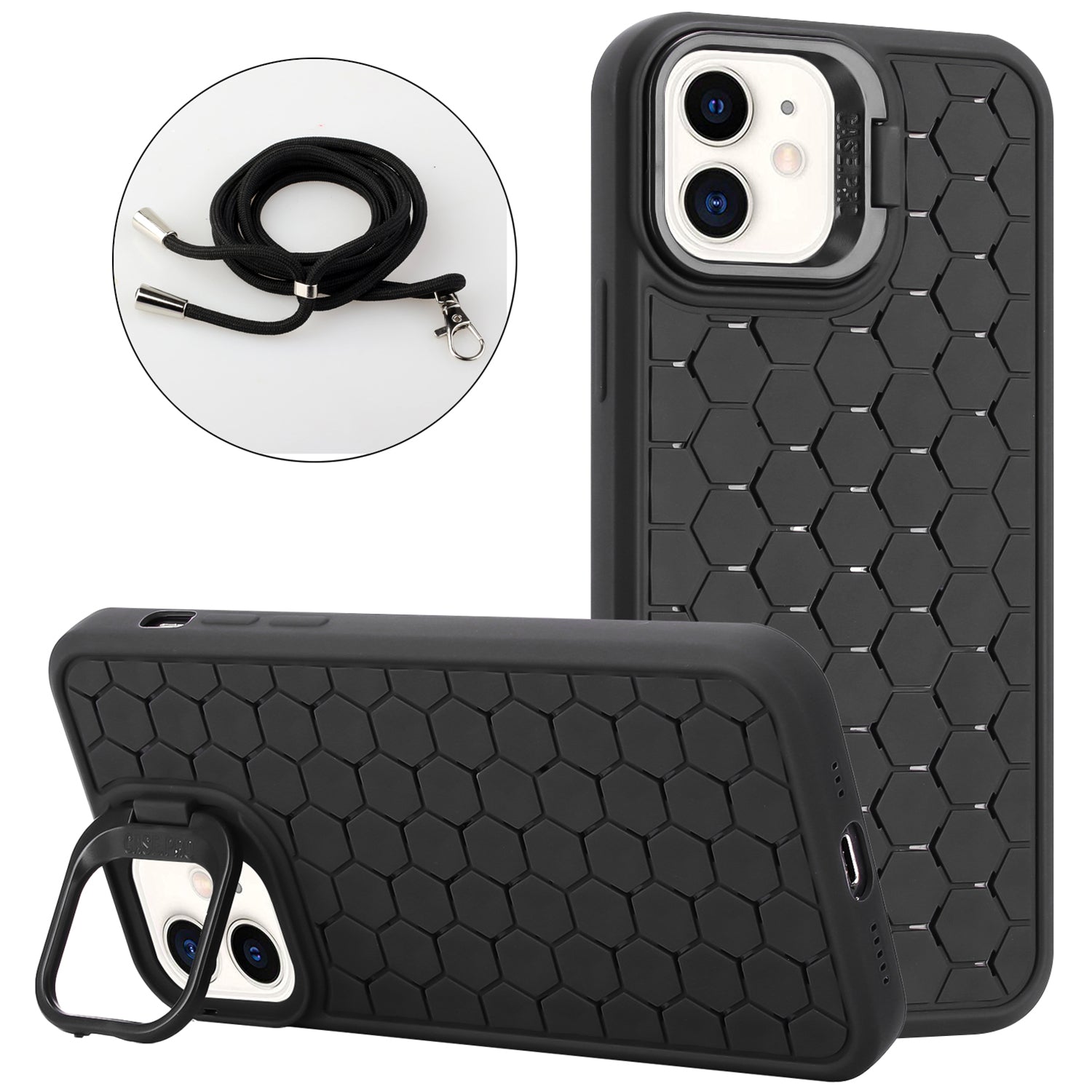 For iPhone 12 Magnetic Case Lens Frame Kickstand Heat Dissipation TPU Cover with Lanyard For iPhone 12 Magnetic Case Lens Frame Kickstand Heat Dissipation TPU Cover with Lanyard